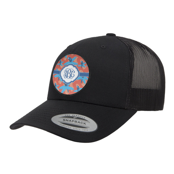 Custom Blue Parrot Trucker Hat - Black (Personalized)