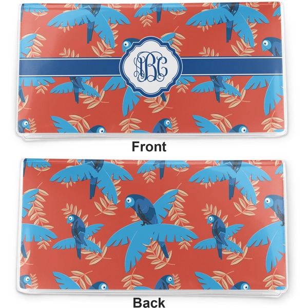 Blue Parrot Vinyl Check Book Cover - Front and Back