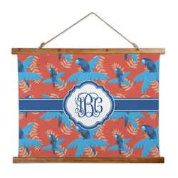 Blue Parrot Wall Hanging Tapestry - Wide (Personalized)