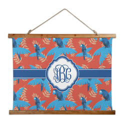 Blue Parrot Wall Hanging Tapestry - Wide (Personalized)