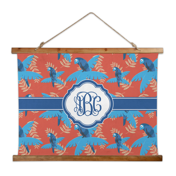 Custom Blue Parrot Wall Hanging Tapestry - Wide (Personalized)