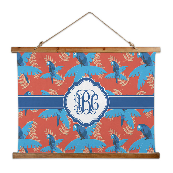 Custom Blue Parrot Wall Hanging Tapestry - Wide (Personalized)