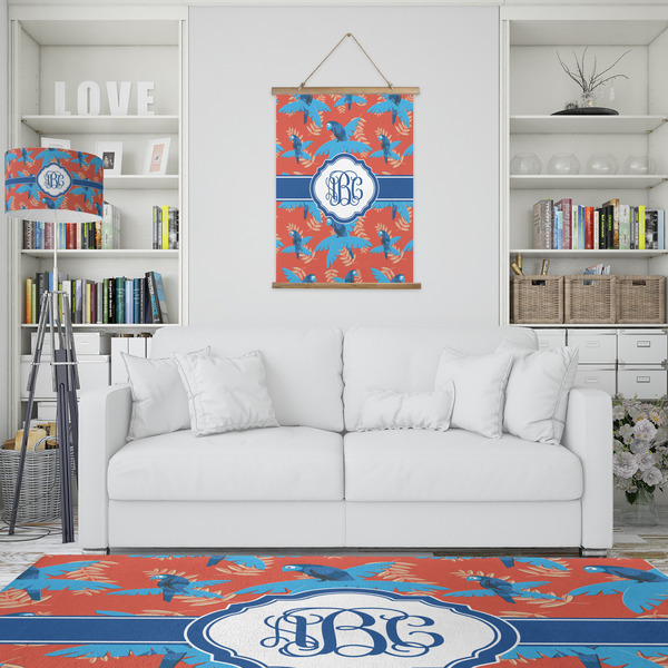 Blue Parrot Wall Hanging Tapestry - Portrait - IN CONTEXT