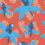 Blue Parrot Wallpaper & Surface Covering (Water Activated 24"x 24" Sample)