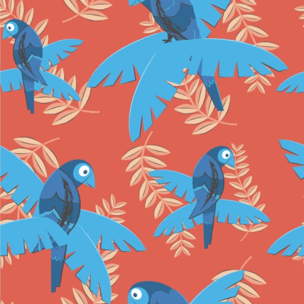 Custom Blue Parrot Wallpaper & Surface Covering (Water Activated 24"x 24" Sample)
