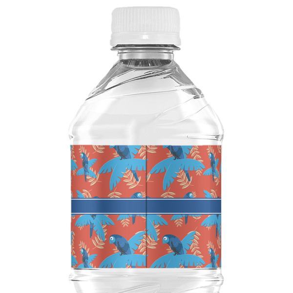Blue Parrot Water Bottle Label - Back View