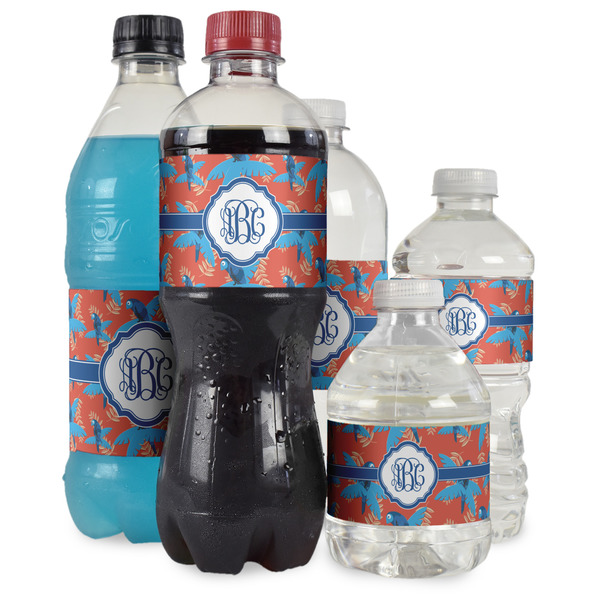 Blue Parrot Water Bottle Label - Multiple Bottle Sizes