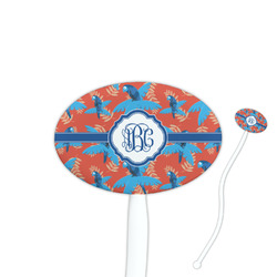 Blue Parrot 7" Oval Plastic Stir Sticks - White - Double Sided (Personalized)