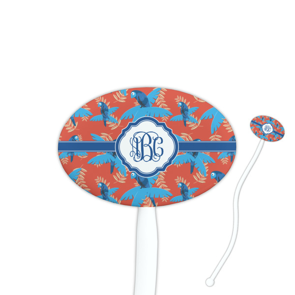 Custom Blue Parrot Oval Plastic Stir Sticks (Personalized)