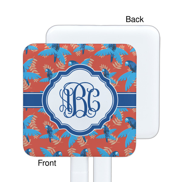 Blue Parrot White Plastic Stir Stick - Single Sided - Square - Approval
