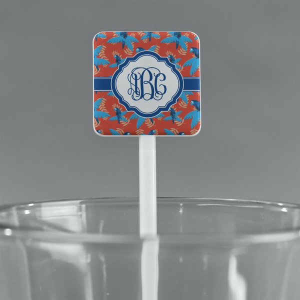 Blue Parrot White Plastic Stir Stick - Square - Main