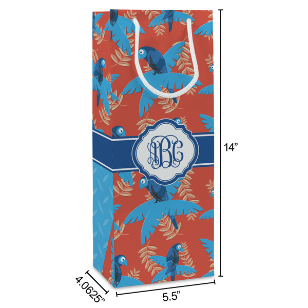 Blue Parrot Wine Gift Bag - Dimensions