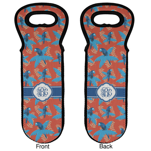 Blue Parrot Wine Tote Front & Back