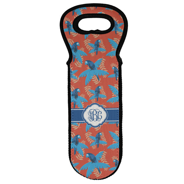 Custom Blue Parrot Wine Tote Bag (Personalized)