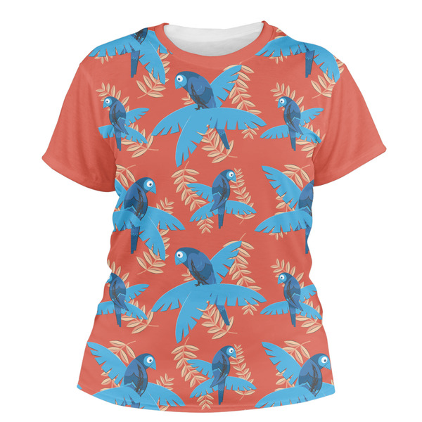 Custom Blue Parrot Women's Crew T-Shirt - Small
