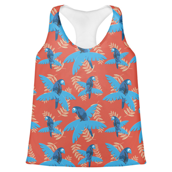 Custom Blue Parrot Womens Racerback Tank Top - X Large