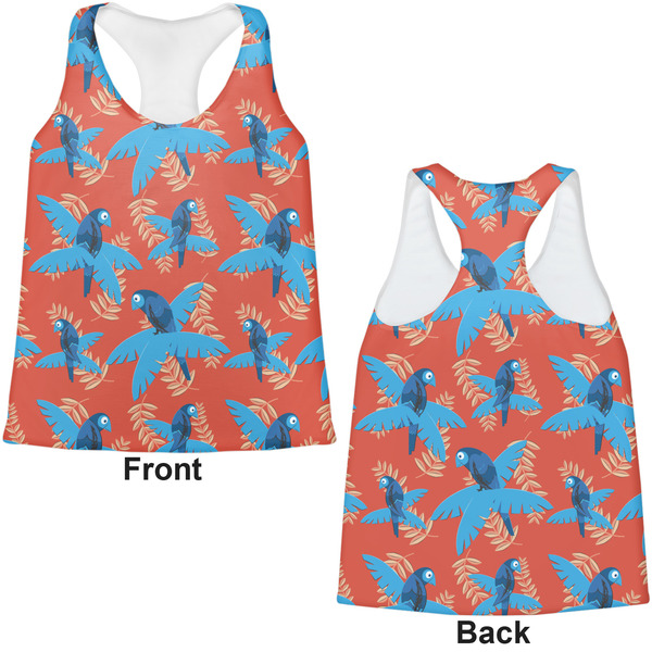 Blue Parrot Womens Racerback Tank Tops - Medium - Front and Back