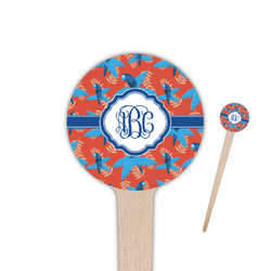Blue Parrot 4" Round Wooden Food Picks - Double Sided (Personalized)