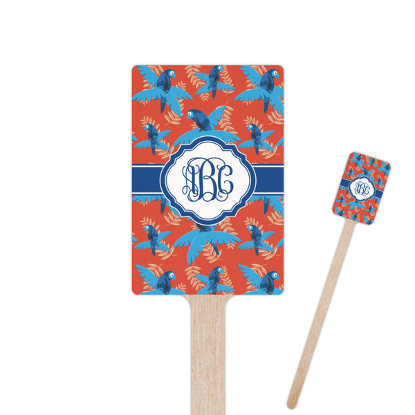 Custom Blue Parrot 6.25" Rectangle Wooden Stir Sticks - Double Sided (Personalized)