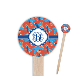 Blue Parrot 6" Round Wooden Food Picks - Double Sided (Personalized)