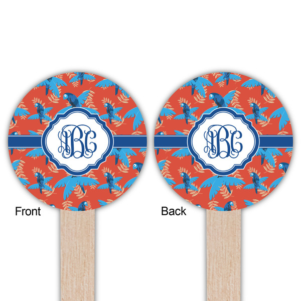 Blue Parrot Wooden 6" Food Pick - Round - Double Sided - Front & Back