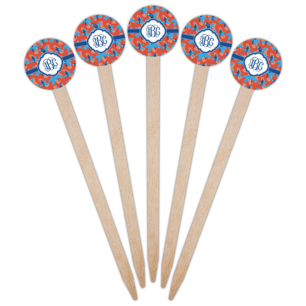 Blue Parrot Wooden 6" Food Pick - Round - Fan View