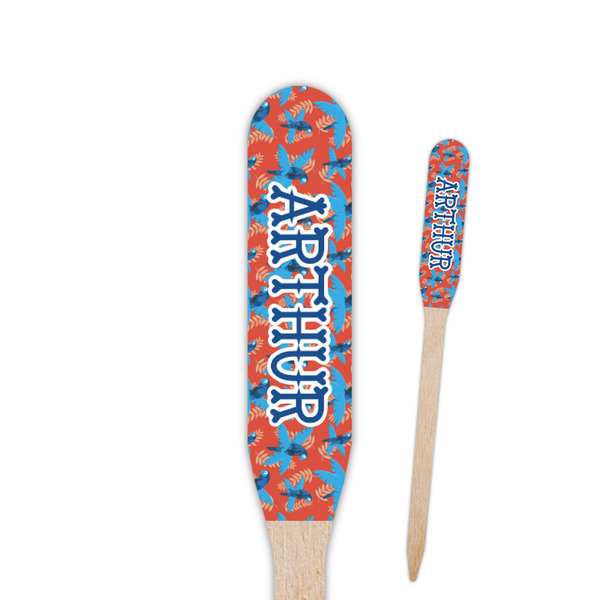 Custom Blue Parrot Paddle Wooden Food Picks (Personalized)