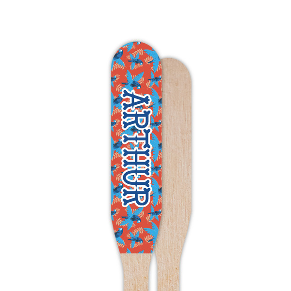 Blue Parrot Wooden Food Pick - Paddle - Single Sided - Front & Back
