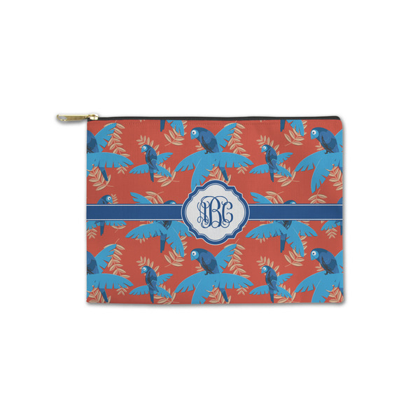 Custom Blue Parrot Zipper Pouch - Small - 8.5"x6" (Personalized)