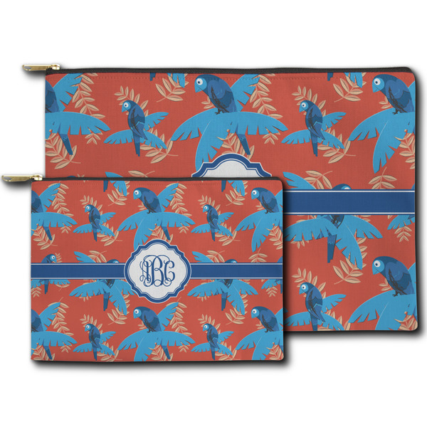 Blue Parrot Zippered Pouches - Size Comparison