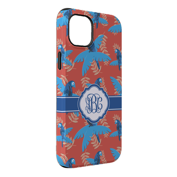 Custom Blue Parrot iPhone Case - Rubber Lined - iPhone 14 Plus (Personalized)