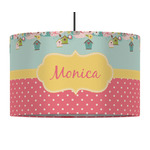 Easter Birdhouses 12" Drum Pendant Lamp - Fabric (Personalized)