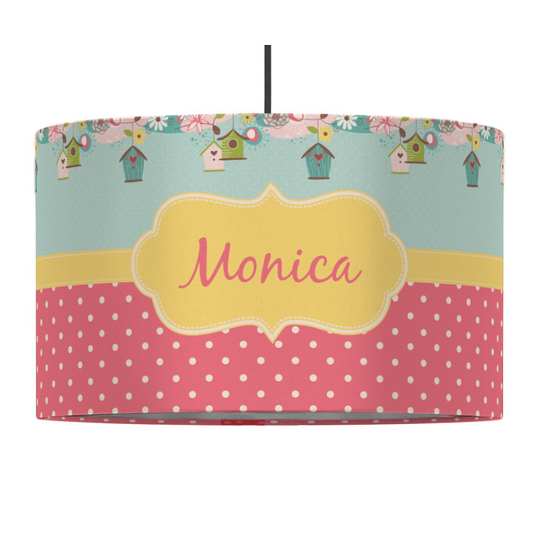 Easter Birdhouses 12" Drum Lampshade - PENDANT (Fabric)