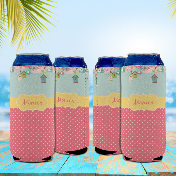 Easter Birdhouses 16oz Can Sleeve - Set of 4 - LIFESTYLE