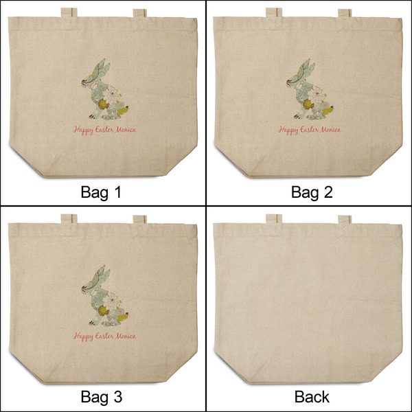 Easter Birdhouses 3 Reusable Cotton Grocery Bags - Front & Back View