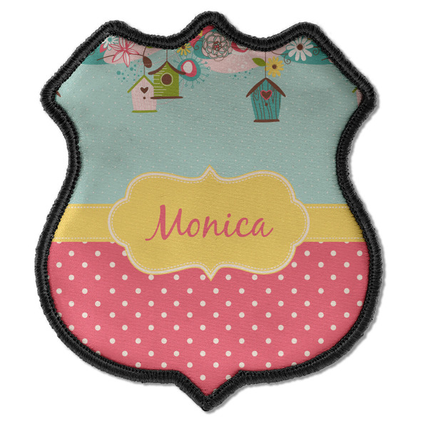 Custom Easter Birdhouses Iron On Shield Patch C w/ Name or Text