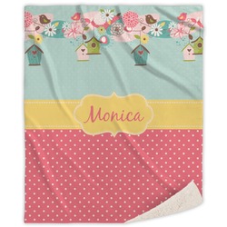 Easter Birdhouses Sherpa Throw Blanket (Personalized)