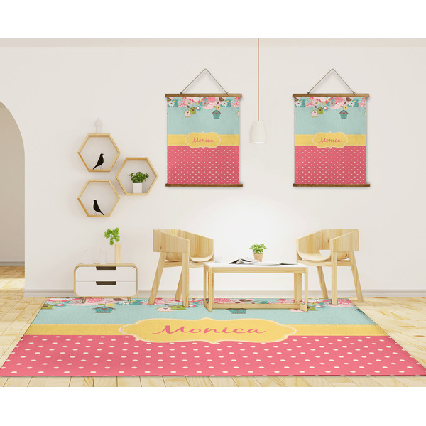 Easter Birdhouses 8'x10' Indoor Area Rugs - IN CONTEXT