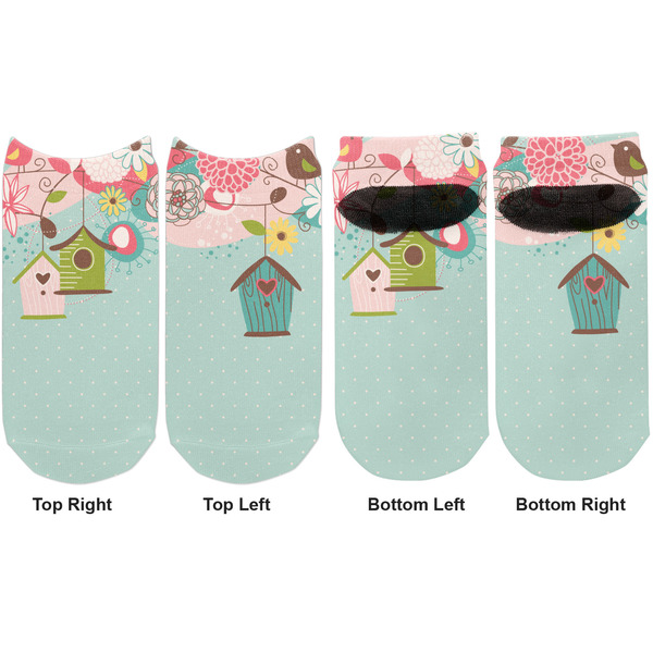 Easter Birdhouses Adult Ankle Socks - Double Pair - Front and Back - Apvl