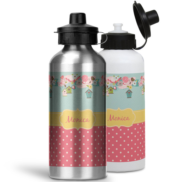 Easter Birdhouses Aluminum Water Bottles - MAIN (white &silver)
