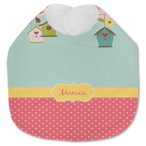 Custom Easter Birdhouses Jersey Knit Baby Bib w/ Name or Text
