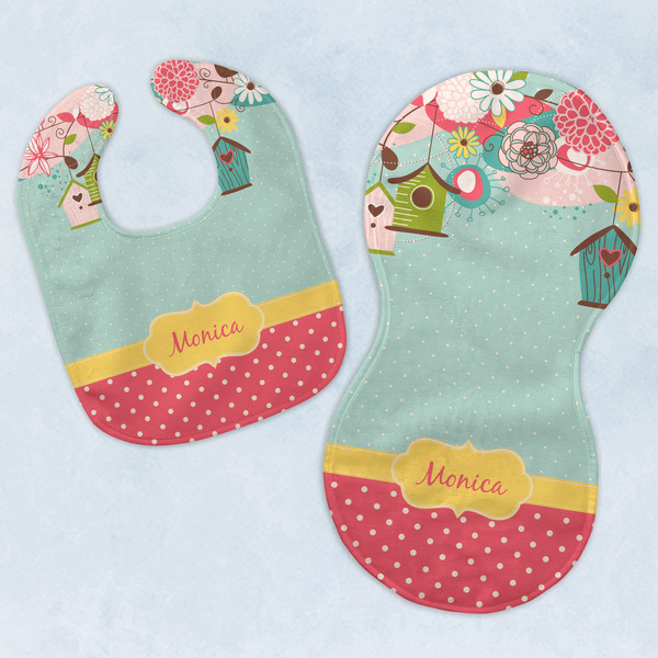 Custom Easter Birdhouses Baby Bib & Burp Set w/ Name or Text