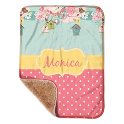 Easter Birdhouses Sherpa Baby Blanket - 30" x 40" w/ Name or Text