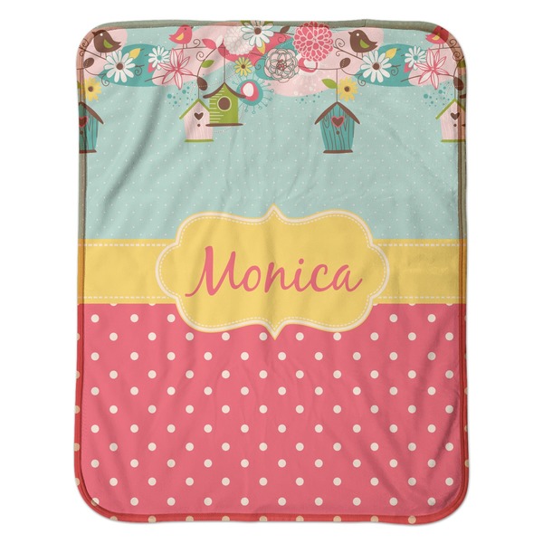 Easter Birdhouses Baby Sherpa Blanket - Flat