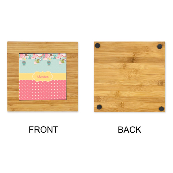 Easter Birdhouses Bamboo Trivet with 6" Tile - APPROVAL