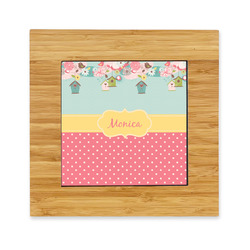Easter Birdhouses Bamboo Trivet with Ceramic Tile Insert (Personalized)