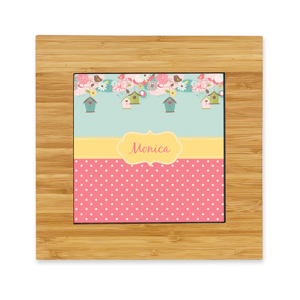 Custom Easter Birdhouses Bamboo Trivet with Ceramic Tile Insert (Personalized)