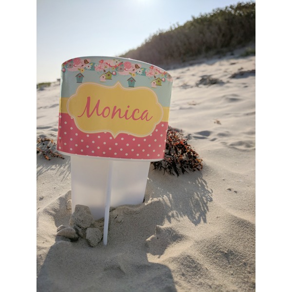 Easter Birdhouses Beach Spiker white on beach with sand