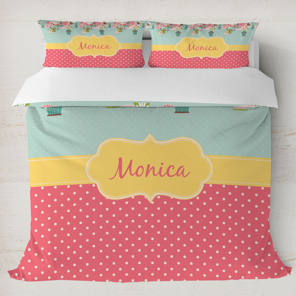 Custom Easter Birdhouses Duvet Cover Set - King (Personalized)