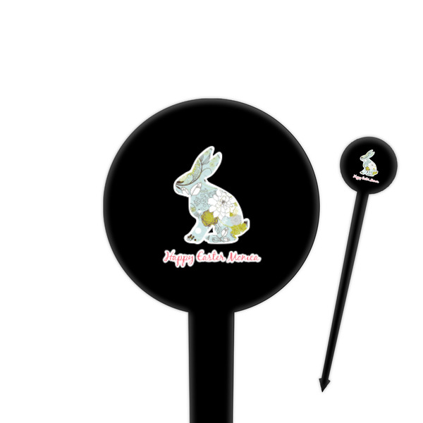 Custom Easter Birdhouses 4" Round Plastic Food Picks - Black - Single Sided (Personalized)